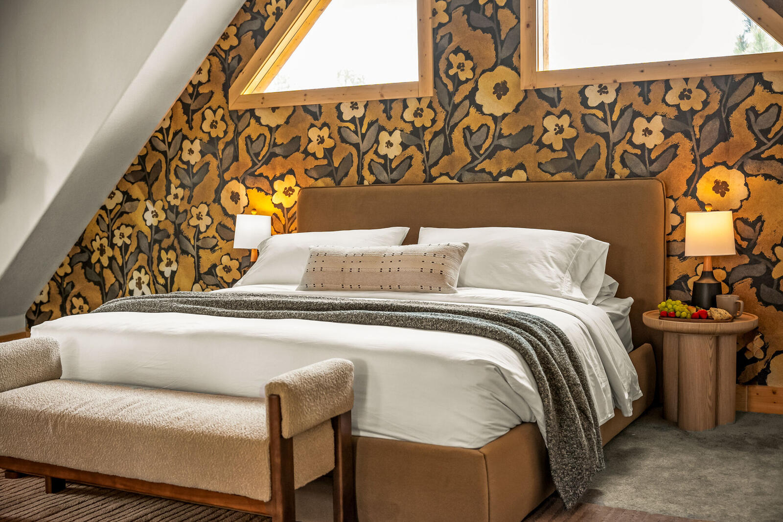 Primary suite bed and bench